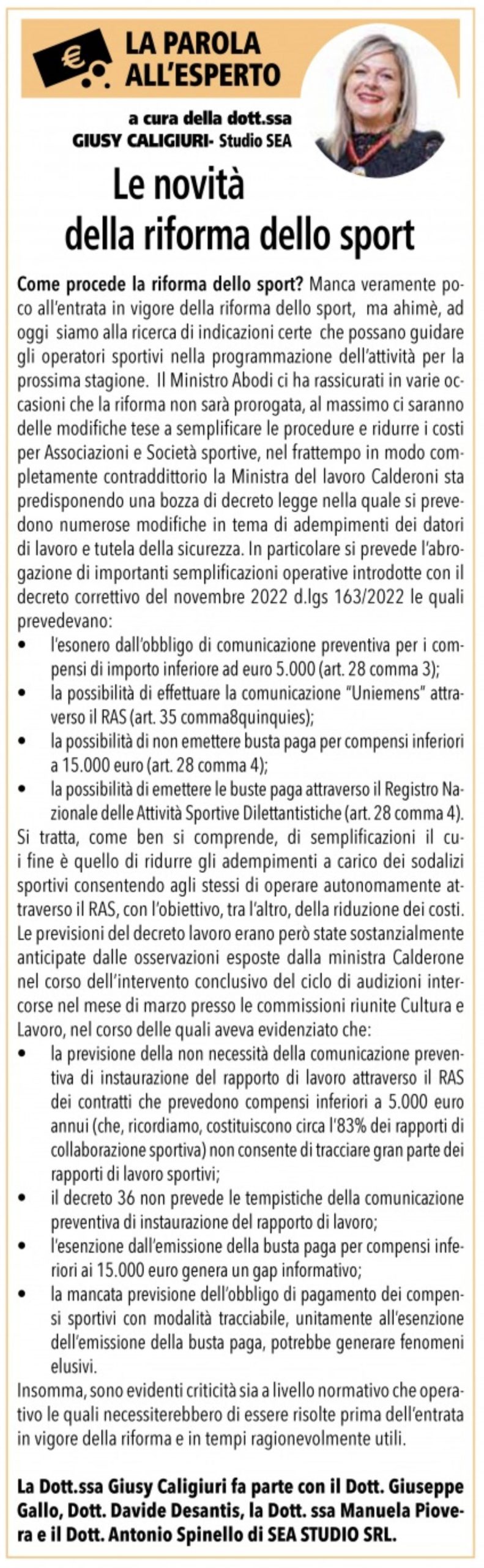 Le novità del mondo dello sport